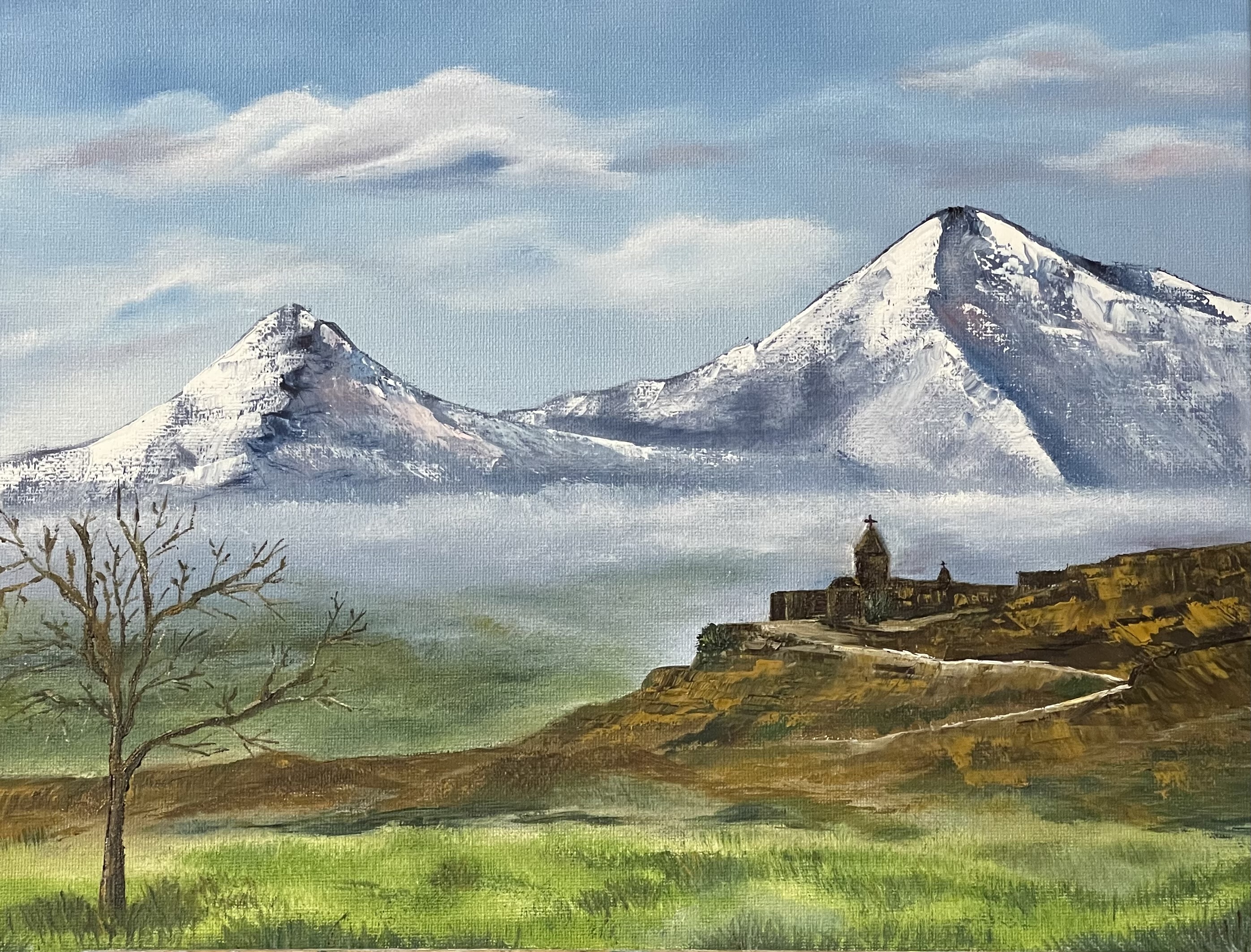 Sold mountain monastery painting by Natasha Karapetian titled Highland Monastery