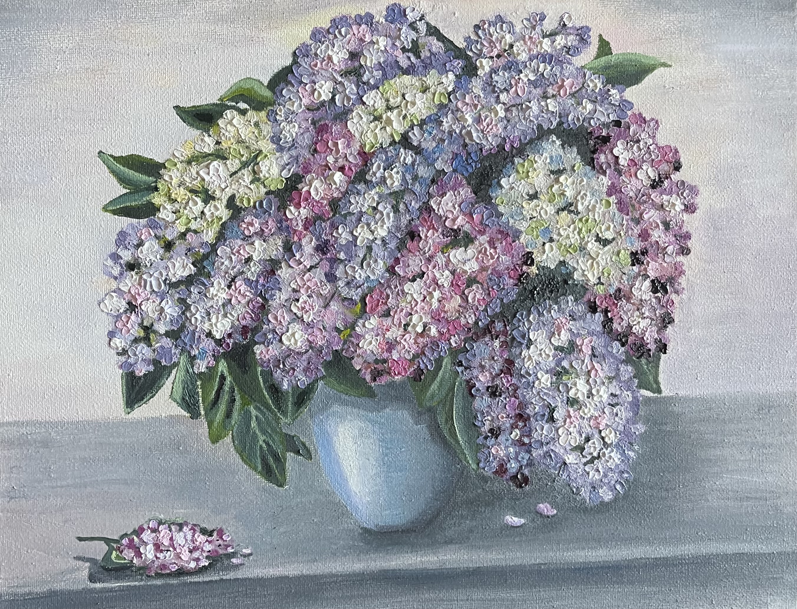 Sold lilac floral painting by Natasha Karapetian titled Lilac Reverie